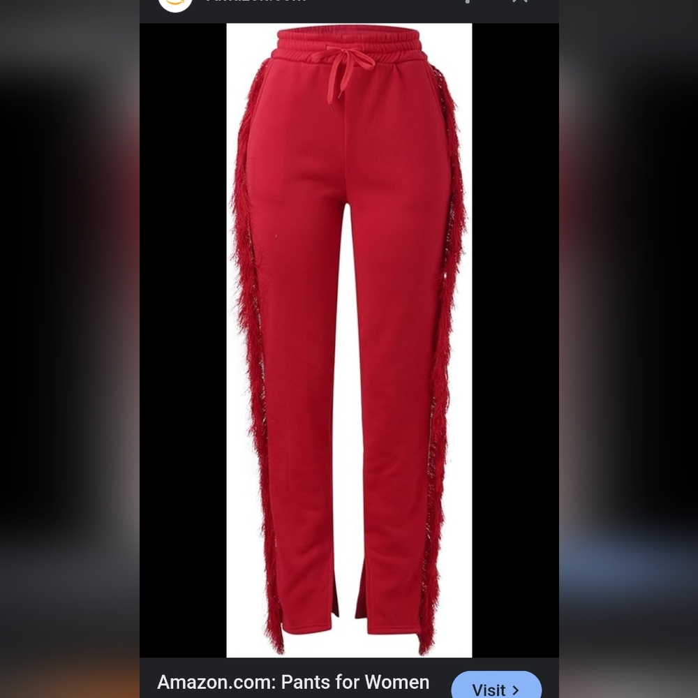 Minaa Monroe Pink Tassel Sweatpants - Picture 1 of 9